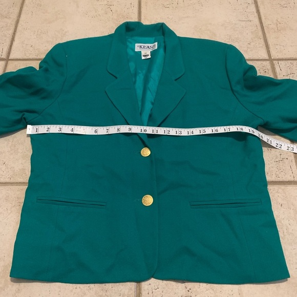 Vintage 80s KLASS Pure New Wool Teal Blazer 12 - Picture 10 of 10